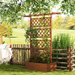 Outsunny Wooden Trellis Planter, Raised Garden Bed for Climbing Plants, Orange