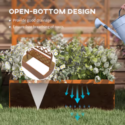 Outsunny Wooden Trellis Planter, Raised Garden Bed for Climbing Plants, Orange - Additional view 4