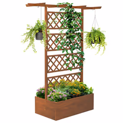 Outsunny Wooden Trellis Planter, Raised Garden Bed for Climbing Plants, Orange - Additional view 8