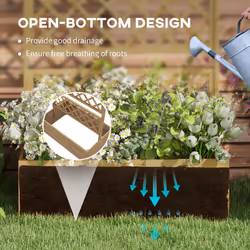 Outsunny Wooden Trellis Planter, Raised Garden Bed for Climbing Plants, Natural - Additional view 4