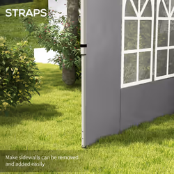 Outsunny Gazebo Side Panels for 3x3(m) or 3x4m Pop Up Gazebo, 2 Pack, Grey