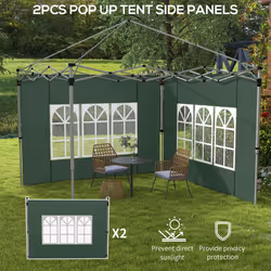 Outsunny Gazebo Side Panels for 3x3(m) or 3x4m Pop Up Gazebo, 2 Pack, Green