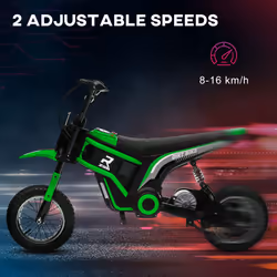 HOMCOM 24V Kids Electric Motorbike with Twist Grip Throttle, Music, Horn - Green