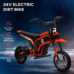 HOMCOM 24V Kids Electric Motorbike with Twist Grip Throttle, Music, Horn - Red - Additional view 5