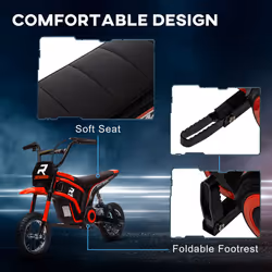 HOMCOM 24V Kids Electric Motorbike with Twist Grip Throttle, Music, Horn - Red - Additional view 6