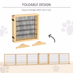 PawHut Freestanding Pet Dog Gate, Six-Panel Foldable Wooden Playpen, 432cm - Additional view 4