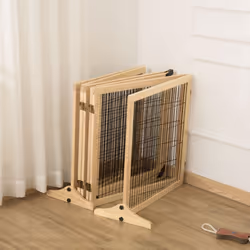 PawHut Freestanding Pet Dog Gate, Six-Panel Foldable Wooden Playpen, 432cm - Additional view 7