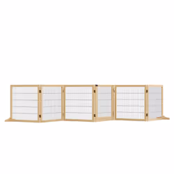 PawHut Freestanding Pet Dog Gate, Six-Panel Foldable Wooden Playpen, 432cm - Additional view 8