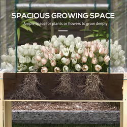 Outsunny Wooden Raised Planter, Garden Bed with Greenhouse Cover and Bed Liner - Additional view 5