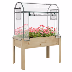Outsunny Wooden Raised Planter, Garden Bed with Greenhouse Cover and Bed Liner - Additional view 8