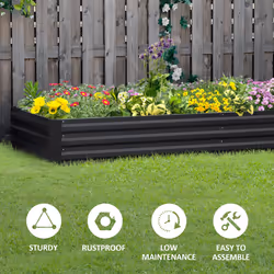Outsunny Galvanised Raised Garden Bed Metal Planter Box with Open Bottom, Grey - Additional view 4