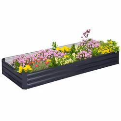 Outsunny Galvanised Raised Garden Bed Metal Planter Box with Open Bottom, Grey - Additional view 8