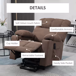 HOMCOM Heavy Duty Riser and Recliner Chair Lift Chair for the Elderly, Brown - Additional view 6