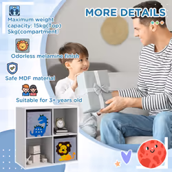 ZONEKIZ Toy Organiser with Two Non-Woven Fabric Drawers for Bedroom - White - Additional view 6