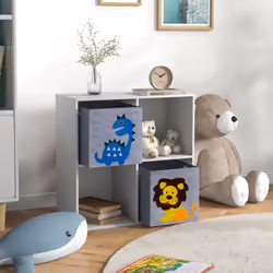 ZONEKIZ Toy Organiser with Two Non-Woven Fabric Drawers for Bedroom - White - Additional view 8