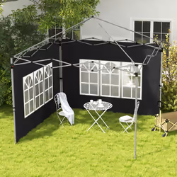 Outsunny Gazebo Side Panels for 3x3(m) or 3x4m Pop Up Gazebo, 2 Pack, Black