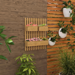 Outsunny Wooden Garden Planters with Trellis Wall-mounted Raised Garden Bed