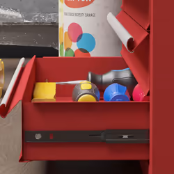 DURHAND Lockable 4 Drawer Tool Chest with Ball Bearing Slide Drawers Red