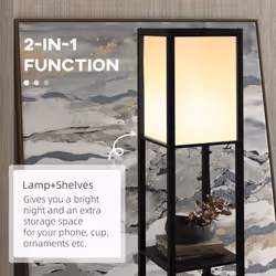HOMCOM Shelf Floor Lamp with Dual Light, for Living Room, Bedroom, Black - Additional view 4