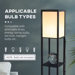 HOMCOM Shelf Floor Lamp with Dual Light, for Living Room, Bedroom, Black - Additional view 5