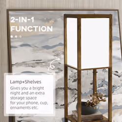 HOMCOM Shelf Floor Lamp with Dual Light, for Living Room, Bedroom, Brown - Additional view 4