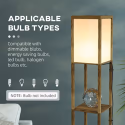 HOMCOM Shelf Floor Lamp with Dual Light, for Living Room, Bedroom, Brown - Additional view 5