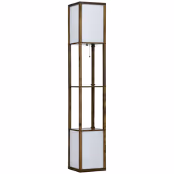 HOMCOM Shelf Floor Lamp with Dual Light, for Living Room, Bedroom, Brown - Additional view 8