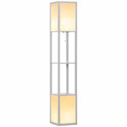 HOMCOM Shelf Floor Lamp with Dual Light, for Living Room, Bedroom, Black