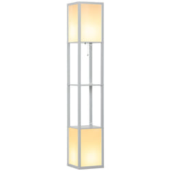 HOMCOM Shelf Floor Lamp with Dual Light, for Living Room, Bedroom, Black