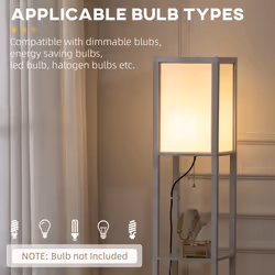 HOMCOM Shelf Floor Lamp with Dual Light, for Living Room, Bedroom, White - Additional view 4