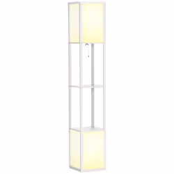 HOMCOM Shelf Floor Lamp with Dual Light, for Living Room, Bedroom, White - Additional view 8