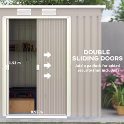 Outsunny 7 x 4ft Metal Garden Storage Shed w/ Double Door Grey - Additional view 4