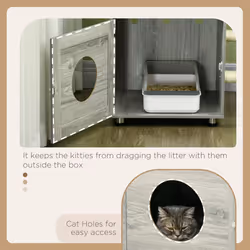 PawHut Cat Litter Box Enclosure, with Cat House, Bed, Scratching Posts, Platform - Additional view 5