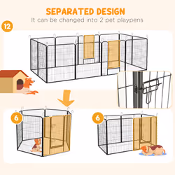 Heavy Duty Puppy Play Pen, 12 Panels Pet Exercise Pen, for Indoors, Outdoors - Additional view 4