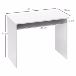 HOMCOM Computer Desk Writing Table Study Workstation Storage High Gloss White
