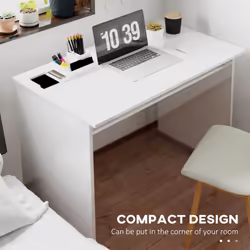 HOMCOM Computer Desk Writing Table Study Workstation Storage High Gloss White - Additional view 5