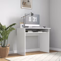 HOMCOM Computer Desk Writing Table Study Workstation Storage High Gloss White - Additional view 7