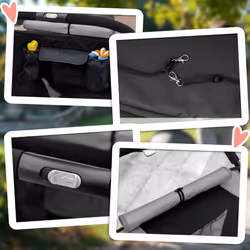 PawHut Foldable Dog Carriage w/ Universal Wheels, Shock Absorber - Black - Additional view 5