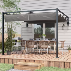 Outsunny 3 x 4m Wall Mounted Pergola with Retractable Roof, Dark Grey - Additional view 6