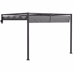 Outsunny 3 x 4m Wall Mounted Pergola with Retractable Roof, Dark Grey - Additional view 8