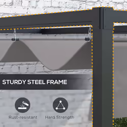 Outsunny 2 x 3(m) Wall Mounted Pergola with Retractable Roof, Dark Grey - Additional view 5
