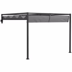Outsunny 2 x 3(m) Wall Mounted Pergola with Retractable Roof, Dark Grey - Additional view 8