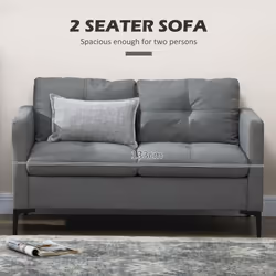 HOMCOM Modern Loveseat Sofa Upholstered 2 Seater Settee for Living Room Bedroom