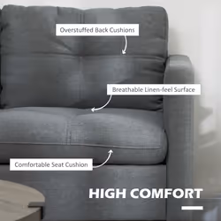 HOMCOM Modern Loveseat Sofa Upholstered 2 Seater Settee for Living Room Bedroom