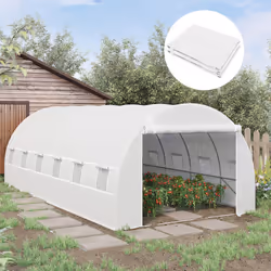 Outsunny 6x3x2m Greenhouse Replacement Cover ONLY for Tunnel Greenhouse White