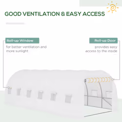 Outsunny 6x3x2m Greenhouse Replacement Cover ONLY for Tunnel Greenhouse White