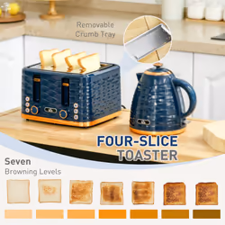 HOMCOM Kettle and Toaster Set 1.7L Rapid Boil Kettle & 4 Slice Toaster Blue - Additional view 7