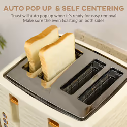 HOMCOM Kettle and Toaster Set 1.7L Rapid Boil Kettle & 4 Slice Toaster Beige - Additional view 4