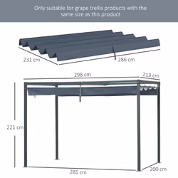 Outsunny Pergola Sun Shade Cover Roof Replacement for 2.85x2m Pergola, Grey - Additional view 7