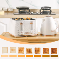 HOMCOM 1.7L Kettle and Toaster Set with Defrost Reheat and Crumb Tray White - Additional view 7